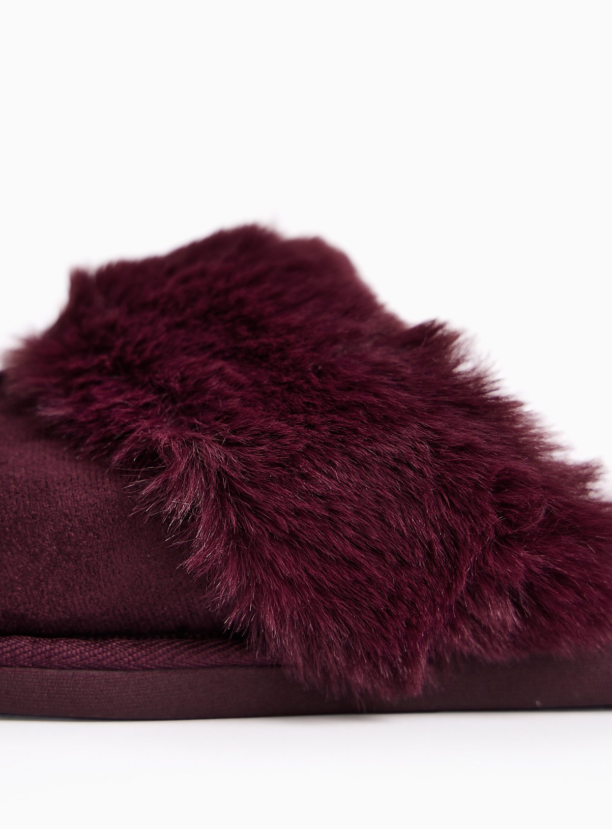 Mulberry Fur Trim Microfibre Mule Slippers S - Image 4 thumbnail